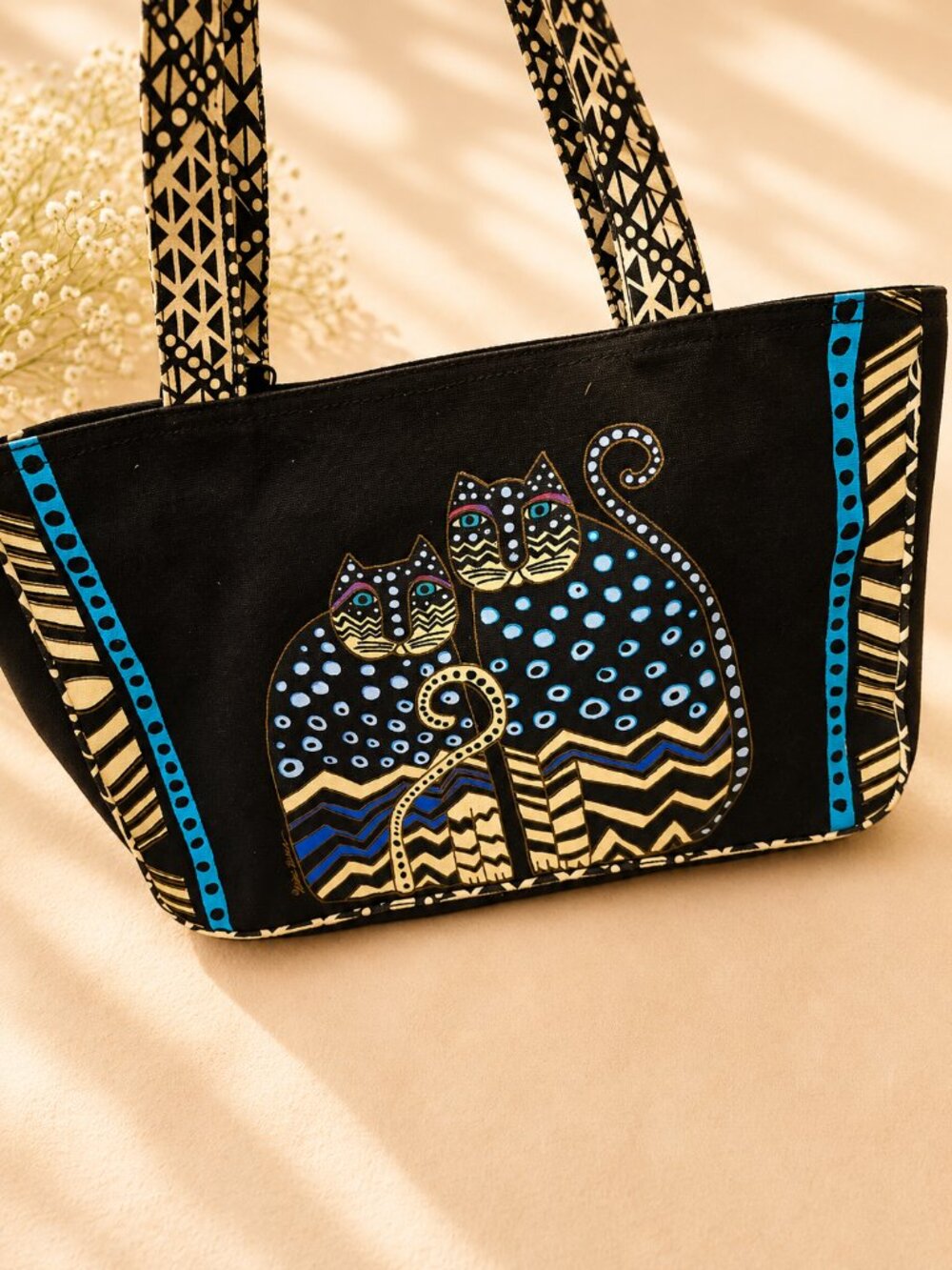 **CUTE & MYSTIC ** Laurel Burch Cat w Charm Purse Tote - Picture 3 of 7